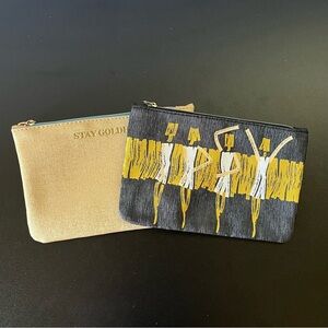Ipsy Stylish Pouch Set Stay Golden and Dancing Ladies Gold and Black Gift Idea